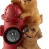 DOGS AND FIRE HYDRANT SOLAR STATUE
