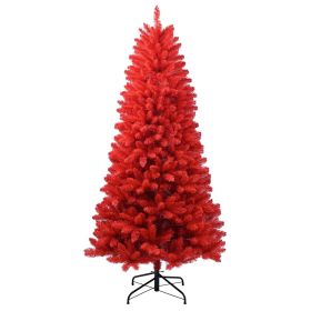 5ft Artificial Red Christmas Tree Full Real Halloween Xmas Tree with 624 Branch Tips Easy to Assemble, Decoration for Indoor and Outdoor