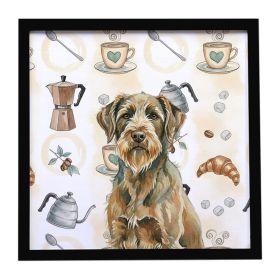 Chestnut Wirehaired Pointing Griffon Coffee Bar Framed Metal Print Bathroom, Kitchen, Office, Home Decor Wall Art Ready to Hang, Square, 8X8
