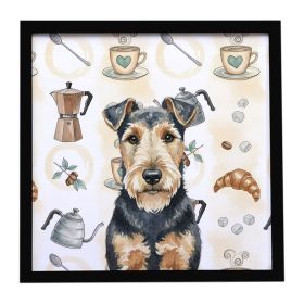 Welsh Terrier Coffee Bar Framed Metal Print Bathroom, Kitchen, Office, Home Decor Wall Art Ready to Hang, Square, 8X8