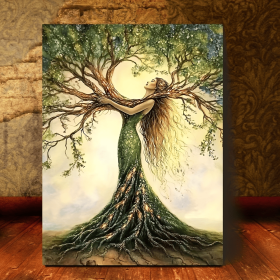 Room Decor 1pc Tree Of Life Canvas Art Print, Wooden Framed Nature-Inspired Wall Decor For Living Room, Bedroom, Office, Cafe - Unique Gift Idea, (Option: 12X8inch)